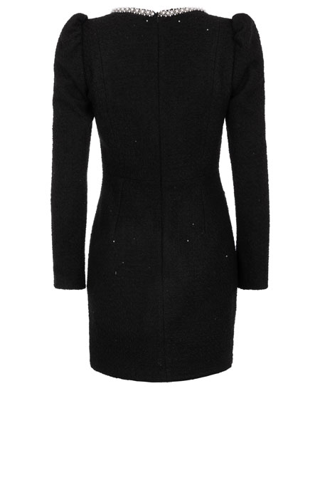 Mini haljina od buklea sa cirkonima i dugim rukavima Tiffany Production