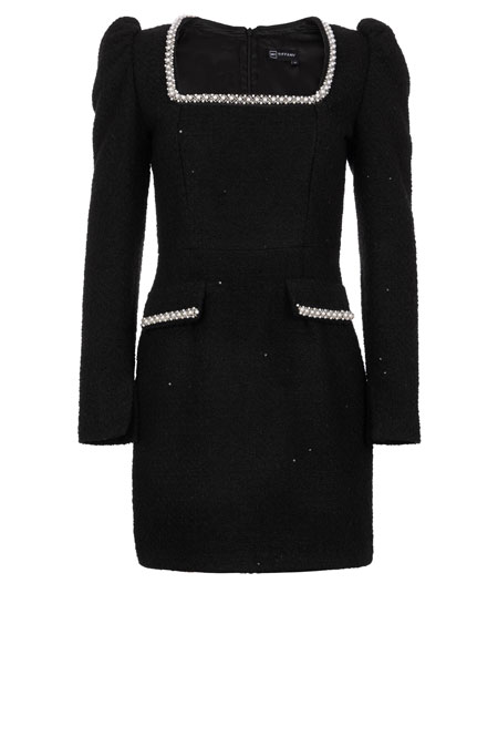 Mini haljina od buklea sa cirkonima i dugim rukavima Tiffany Production