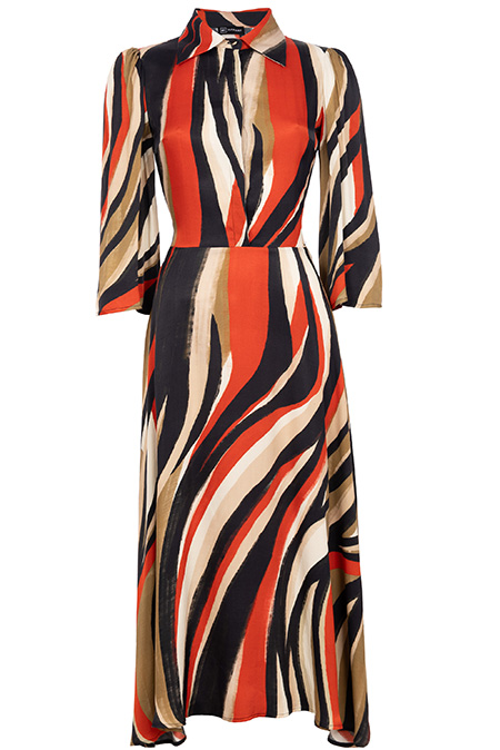 Midi haljina dugih rukava sa skrivenim kopčanjem i naglašenim strukom Tiffany Production