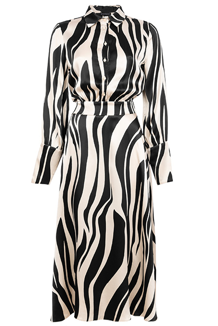 Midi haljina dugih zvonastih rukava u dezenu Tiffany Production