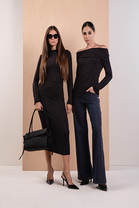 Tiffany Production Midi haljina dugih rukava sa nabranim detaljem na stomaku