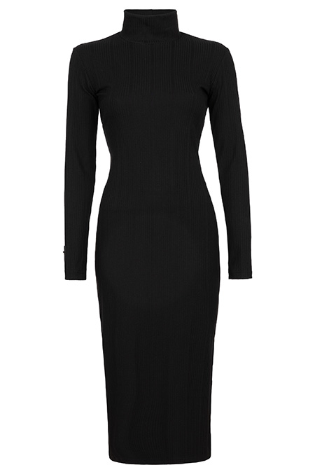 Tiffany Production Rebrasta midi haljina dugih rukava sa visokom kragnom