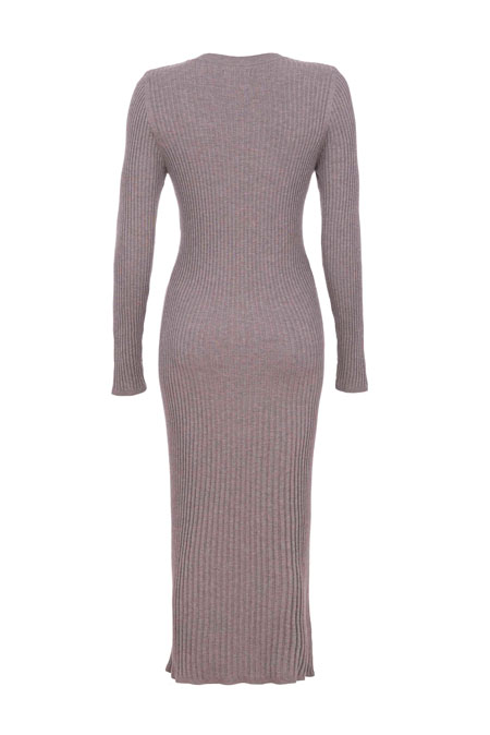 Trikotažna midi haljina dugih rukava sa okruglim izrezom Tiffany Production