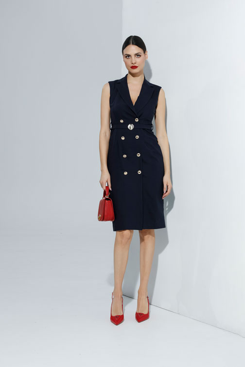 Midi haljina sa dvorednim kopčanjem Tiffany Production