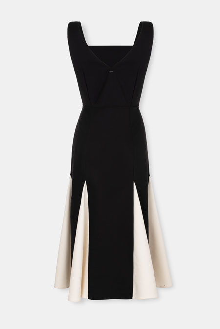 Midi haljina sa širokim bretelama Tiffany Production