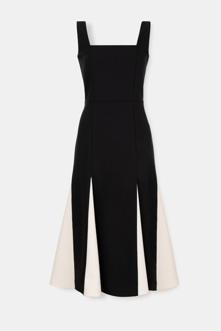 Midi haljina sa širokim bretelama Tiffany Production