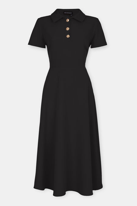 Midi haljina sa kragnom i dugmićima Tiffany Production