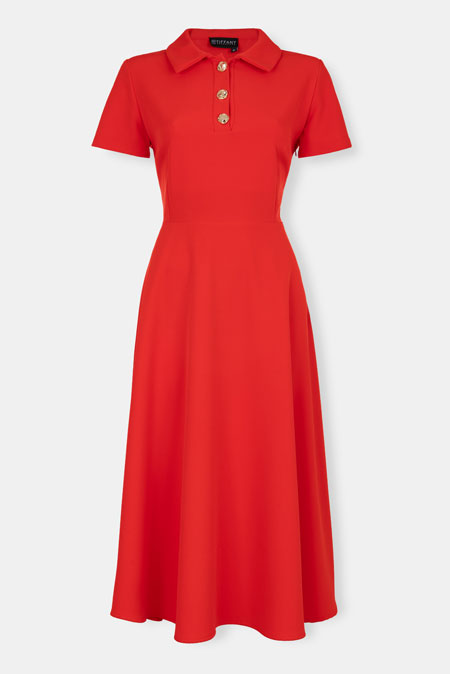 Midi haljina sa kragnom i dugmićima Tiffany Production