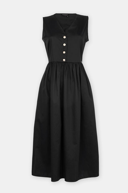 Tiffany Production Haljina bez rukava sa dugmićima i V izrezom