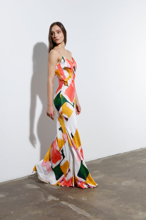 Tiffany Production Duga haljina u apstraktnom dezenu