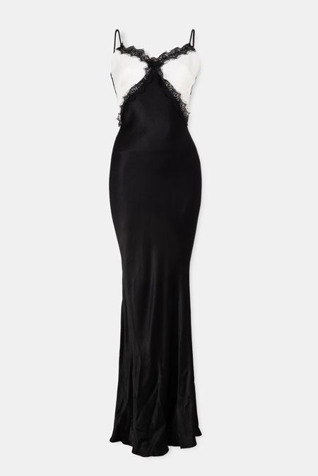 Satenska maxi haljina sa čipkom Tiffany Production
