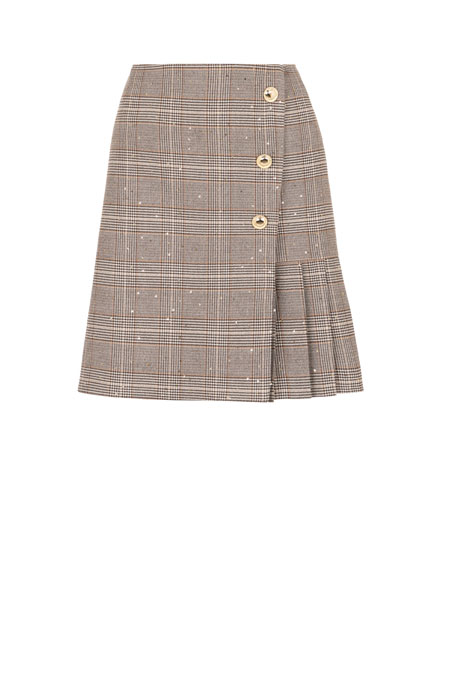Tiffany Production Mini suknja od kariranog tvida sa ukrasnim dugmićima