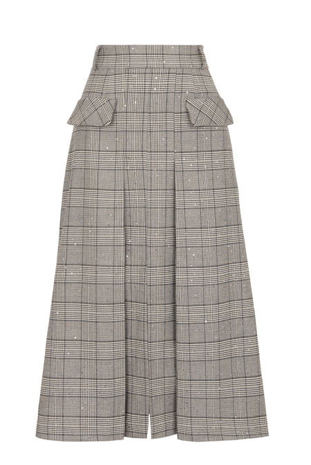 Tiffany Production Midi suknja od kariranog tvida sa šlicem