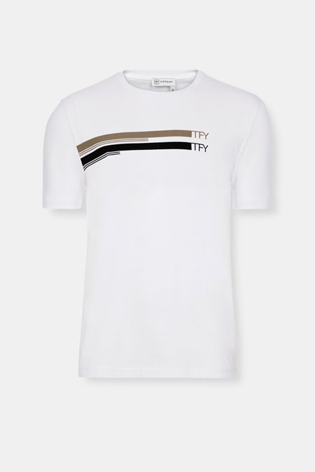 Tiffany Production Bela muška majica sa diskretnim printom
