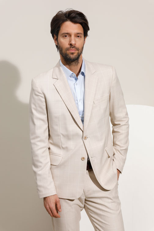 Bež pantalone sa kariranim dezenom Tiffany Production