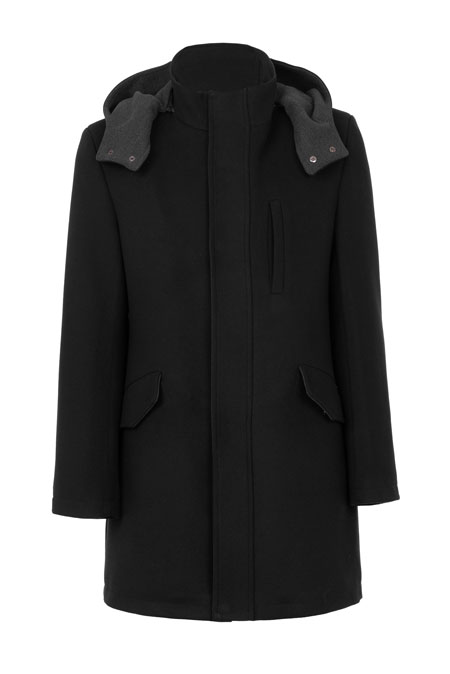 Tiffany Production Muški kaput sa uklonjivom kapuljačom i visokom kragnom