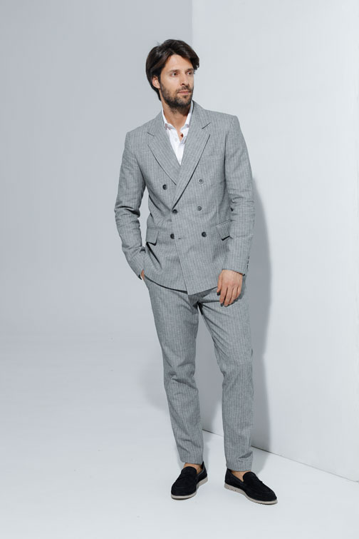 Sako na dvoredno kopčanje sa lanom Tiffany Production