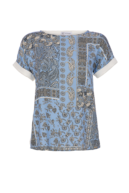 Tiffany Production Kontrastna bluza kratkih rukava od viskoze