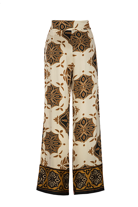 Pantalone širokih nogavica u dezenu sa ukrasnim kaišem Tiffany Production