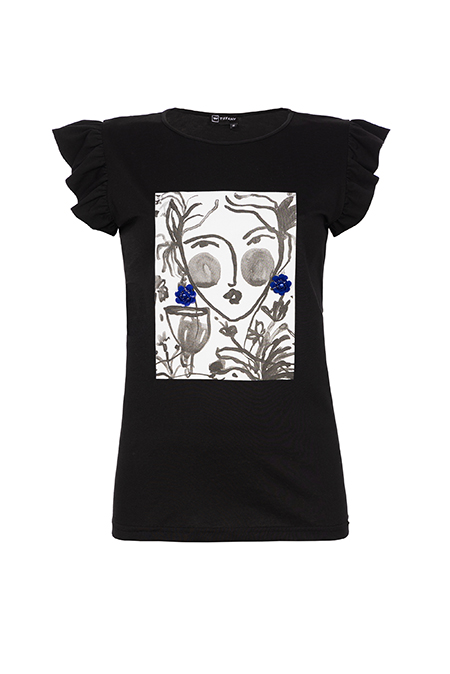 Tiffany Production Majica kratkih rukava sa karnerima na njima i ukrasnom aplikacijom