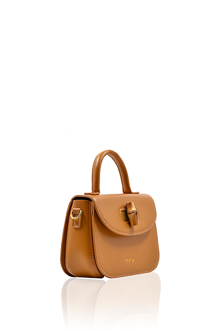 Mini torbica zaobljenih ručki sa ukrasnom kopčom i odvojivim kaišem za nošenje preko tela Tiffany Production